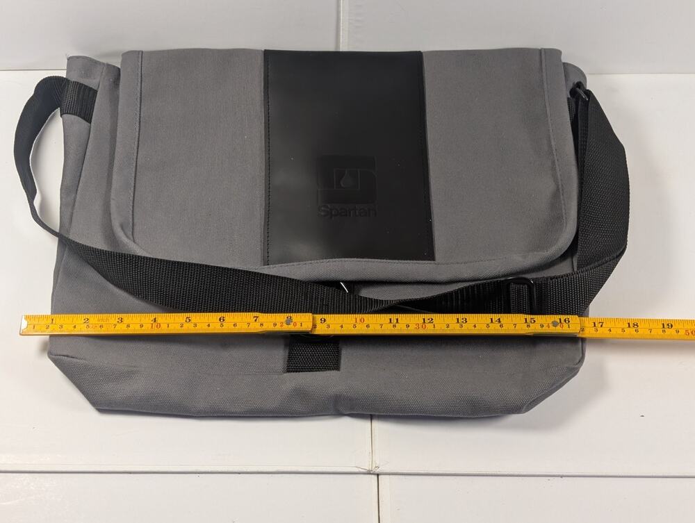 Spartan Gray Messenger Laptop Bag Shoulder Briefcase Canvas Work Travel 17"